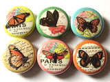 Butterflies and Maps fridge magnets spring nature 1 inch insect butterfly stocking stuffer party favors hostess gifts flair button pins-Art Altered