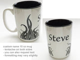 Custom Name 11 or 15 oz Octopus Tentacles Coffee Mug teacher gift goth decor cthulhu kraken ocean sea nautical boyfriend dad guy office nerd-Art Altered