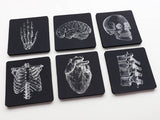 Drink Coasters medical gift doctor nurse physician science decor biology goth home kitchen office mat macabre stocking stuffer men coworker-Art Altered