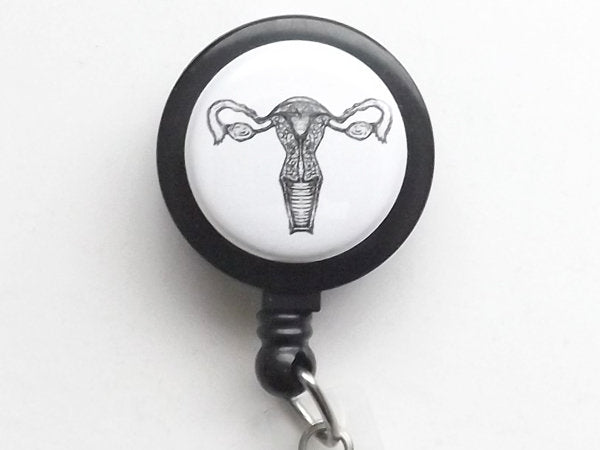 Uterus Retractable Badge Reel Gynecologist Gift ID Badge Holder Medical School Graduation Female Anatomy Stocking Stuffer Midwife Doula Goth Carabiner