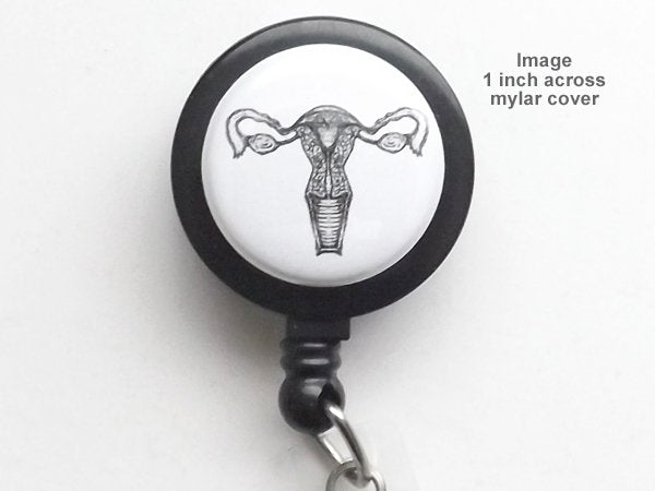  Retractable Badge Reel - Watercolor Fetus Uterus