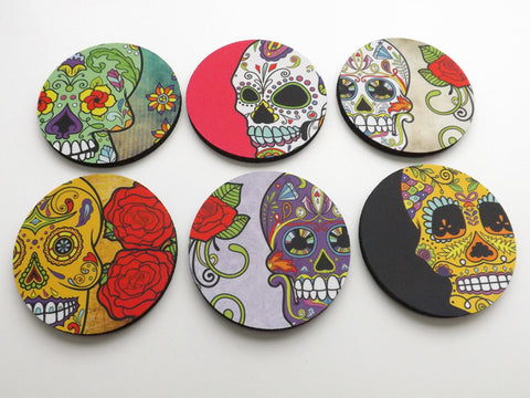 Dia de los Muertos Coasters day of the dead sugar skulls calavera-Art Altered