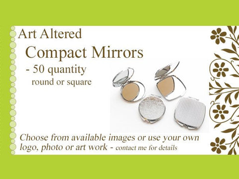 Compact MIRRORS 50 gifts round square custom personalized party favors stocking stuffers bachelorette bridal save the date shower wedding-Art Altered