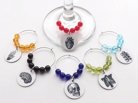 Anatomy Drink Marker Glass Charms physician assistant hostess drink markers medical gift-Art Altered