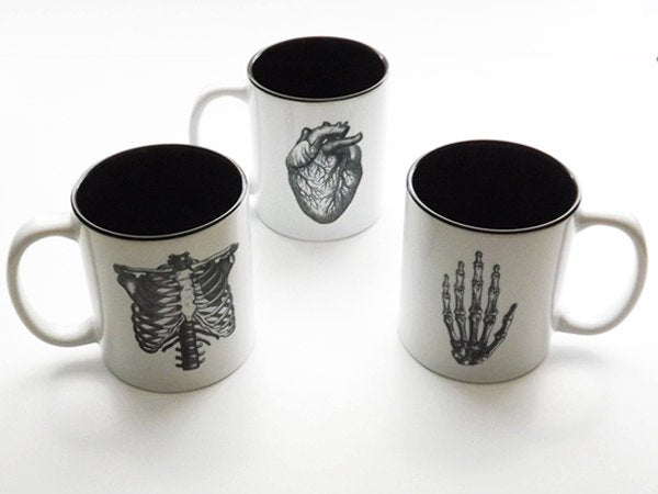 Graduation Gift Medical Anatomy coffee mugs novelty dorm decor anatomical heart doctor office thank you school student black and white-Art Altered