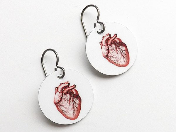 Anatomical Heart Earrings Medical School Graduation jewelry gift skull doctor nurse practitioner physician assistant student anatomy teacher-Art Altered