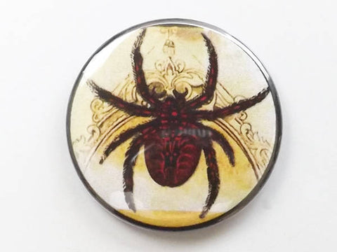 Button Pin Badge Spider halloween gift spooky scary arachnid pinback goth geekery trick or treat bag fridge magnet-Art Altered