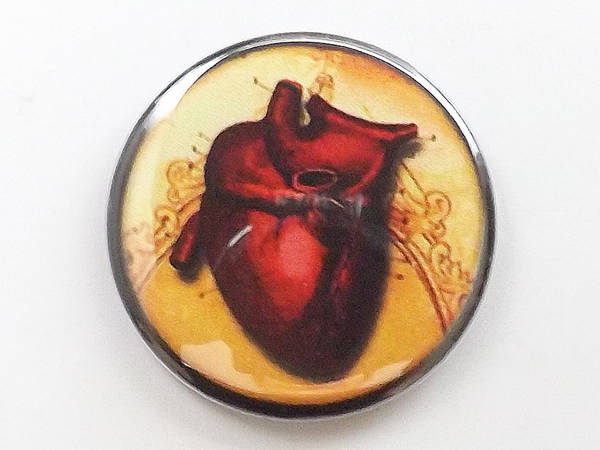 Fridge Magnet anatomical heart goth decor human anatomy medical macabre halloween trick or treat bag gothic button pin-Art Altered