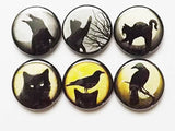 Fridge Magnets Black Cats Ravens crows halloween geekery party favors stocking stuffers trick or treat birds goth moon gifts silhouette pins-Art Altered