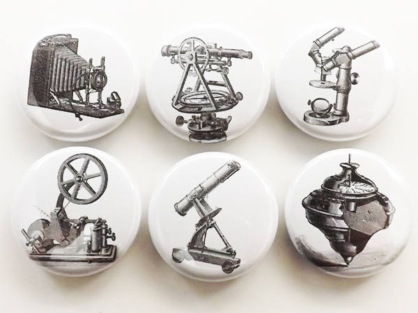 Tools fridge magnet gift set vintage camera microscope science steampunk old time locker decoration party favor button pins stocking stuffer-Art Altered