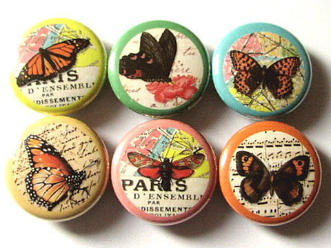 Butterfly Button Pins badges magnets nature butterflies wedding shower spring party favors stocking stuffers birthday gifts flair garden-Art Altered