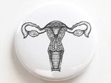 Uterus button pin magnet girl power gift party favors stocking stuffers women female anatomy ovaries vagina fallopian tubes her gynecology-Art Altered