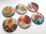 Fall Leaves drink Coasters Autumn hostess gift set housewarming holiday nature thanksgiving stocking stuffers party favors home decor-Art Altered