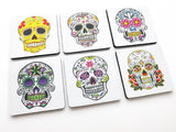 Sugar Skull Coasters Gift day of the dead dia de los muertos calavera skeleton halloween party favor stocking stuffer decor til death-Art Altered