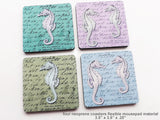 Seahorse Coasters Gift Set of 4 rustic beach home decor sea ocean marine life housewarming hostess gift coworker mothers day-Art Altered