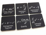 Math Formulas drink coasters science Pi Day gift party favor masculine home decor graduation back to school geek logic arithmetic relativity-Art Altered