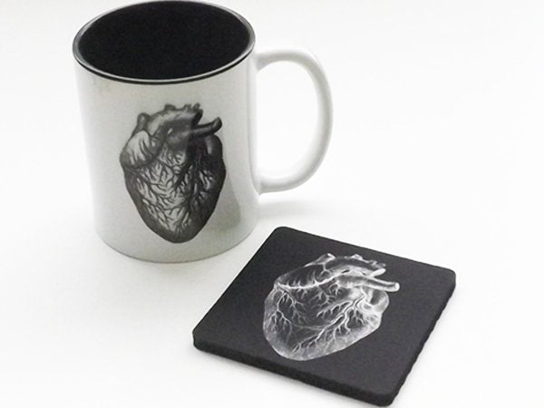 Drink Coaster Coffee Mug Gift Set anatomy physician assistant doctor male nurse anatomical heart goth biology white coat ceremony graduation-Art Altered