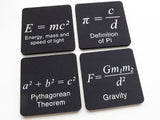 Math Formulas drink coasters science Pi Day gift party favor masculine home decor graduation back to school geek logic arithmetic relativity-Art Altered