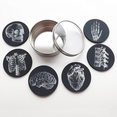 Anatomy Coaster future doctor male nurse medical student physician assistant gift stocking stuffer black white goth home decor gothic school-Art Altered