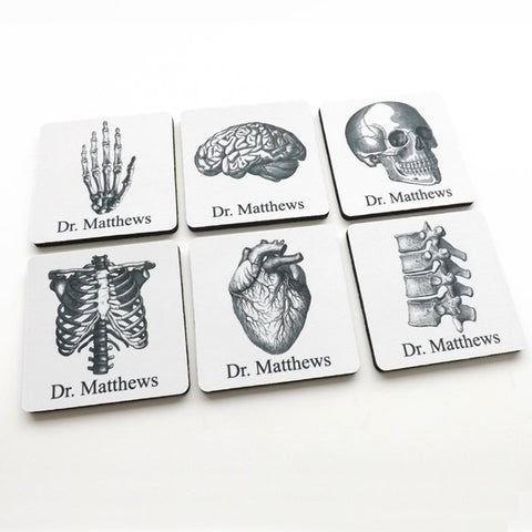 Personalized Coasters Medical School Student Graduation anatomy gift doctor nurse practitioner physician assistant custom name thank you pa-Art Altered