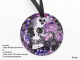 Goth Skull Ornament purple flowers spider web halloween christmas decoration trick treat home decor gothic party favors stocking stuffers-Art Altered