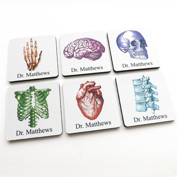 Custom Name Medical School Student Graduation Coasters anatomy gift doctor nurse practitioner physician assistant personalized party biology-Art Altered