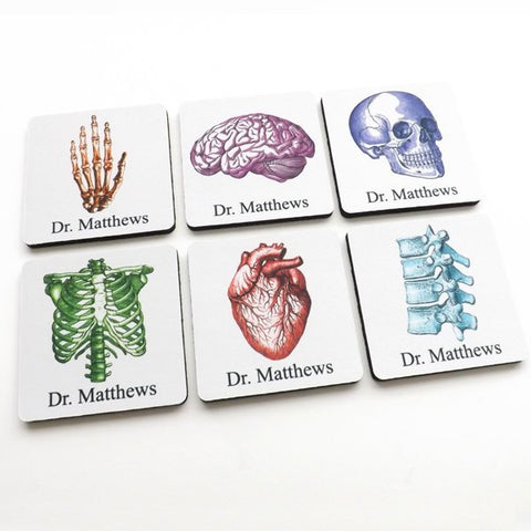 Custom Name Medical School Student Graduation Coasters anatomy gift doctor nurse practitioner physician assistant personalized party biology-Art Altered