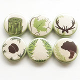 Outdoors Gift camping fridge magnets rustic home decor bear antlers acorn tree leaf nature adventure forest hiking party favors button pins-Art Altered