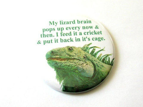 Lizard Brain Hand Pocket MIRROR 2.25 inch flair gag gift humor funny novelty geekery stocking stuffer reptile party favors fashion accessory-Art Altered
