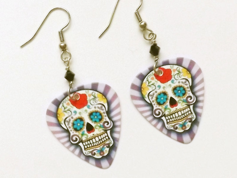Wild Sugar Skull Earrings day of the dead dia de los muertos party favors stocking stuffers halloween calavera wedding shower costume gifts-Art Altered
