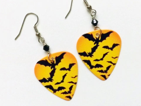 Guitar Pick Earrings Spooky Halloween bats party favors stocking stuffers gifts trick or treat costume horror goth macabre geekery-Art Altered
