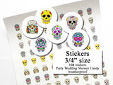 Candy Buffet Stickers Day of the Dead dia de los muerto halloween party favor planner sugar skull treat bag label envelope seal wedding goth-Art Altered