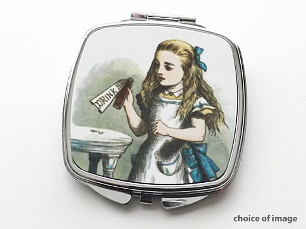 Alice Compact Mirror fashion accessory stocking stuffer hostess gift drink me mad hatter cheshire cat geek-Art Altered