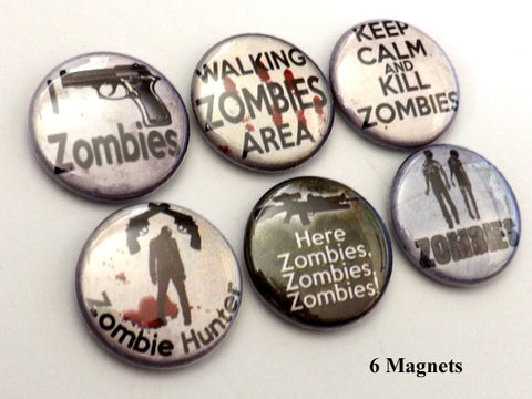 Zombie Hunter MAGNETS macabre goth halloween party favors keep calm kill walkers-Art Altered